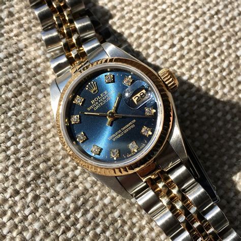 rolex stainless steel ladies datejust blue face|rolex datejust blue face price.